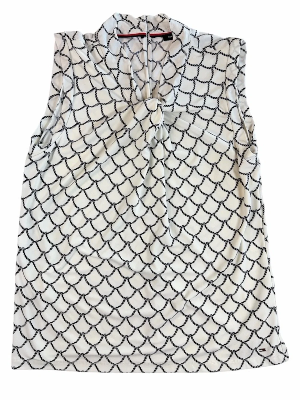 Tommy Hilfiger‎ Rope Print Sleeveless Blouse Twisted Knot V-Neck Nautical